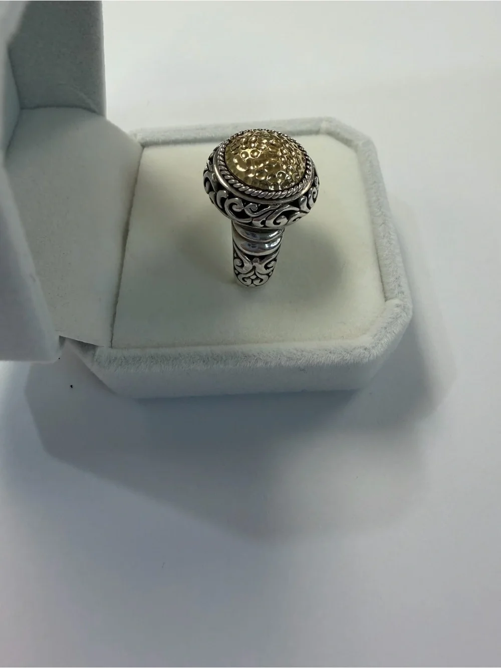 Samuel B Behnam 18k & Sterling Sterling Silver Hammered Dome Ring Size 7.25